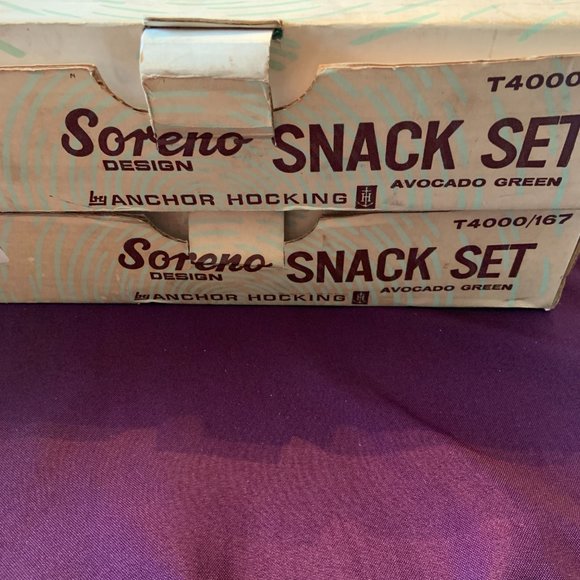 VINTAGE Glass Snack Plate & Cup Set Soreno by ANCHOR HOCKING - Picture 4 of 4